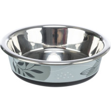 Bļoda dzīvniekiem, metāls - Trixie Bowl, sainless steel/ plastic/ rubber 1.6 l/21cm blue/grey