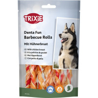 Gardums suņiem : Trixie Denta Fun barbecue chewing rolls, chicken, 12 cm, 10 gab/80 g.