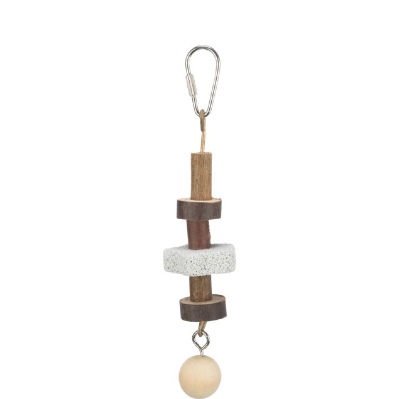 Rotaļlieta papagaiļiem : Trixie Gnawing wood with lava stone, 16 cm