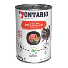 Konservēta barība kaķiem - Ontario Cat can Beef with Salmon flavoured with Spirulina 400g