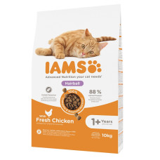Sausā barība kaķiem : IAMS CAT ADULT HAIRBALL CHICKEN 10kg