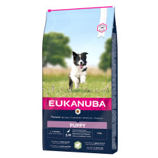 Sausa barība kucēniem - Eukanuba Puppy & Junior, Small & Medium, Lamb & Rice, 12 kg
