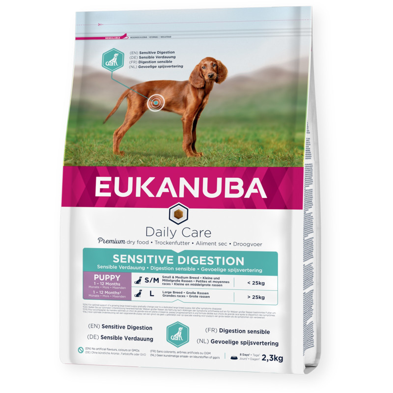 Sausa barība kucēniem - Eukanuba Daily Care for puppies with sensitive digestion 2,3kg