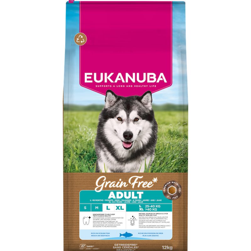 Sausa barība suņiem - Eukanuba Adult Large Ocean Fish Grain Free, 12 kg
