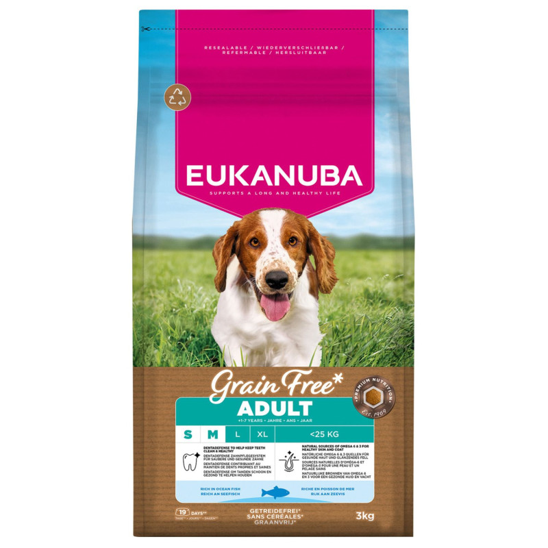 Sausa barība suņiem - Eukanuba Adult Small & Medium Grain Free OCEAN FISH 3 kg 