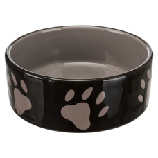 Bļoda dzīvniekiem, keramika : Trixie Ceramic bowl, with paw prints, 0.3 l/ø 12 cm, brown/cream