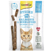 Gardumi kaķiem : GIM Cat Sticks Salmon and Cod, ar lasi un foreli 4 gab. (20g).