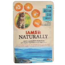 Konservēta barība kaķiem : IAMS CAT Naturally Adult Ocean Cod in gravy 85gr.