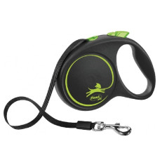 Inerces pavada suņiem – Trixie Flexi Black Design, tape leash, S, 5m, (15kg)