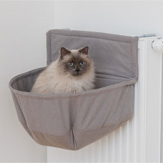 Guļvieta kaķiem : Trixie Cuddly bag XXL for radiators, plush/fabric, 55 × 15 × 36 cm, brown/taupe