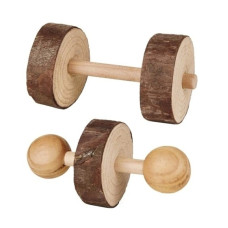 Rotaļlieta maziem dzīvniekiem : Trixie Set of dumbbells, bark wood, ø 4.5×9cm, 2gab.