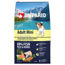 Sausa barība suņiem - Ontario Dog Adult Mini Fish and Rice, 6.5 kg