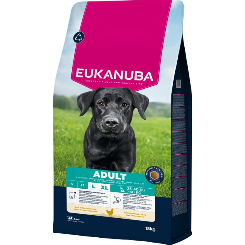Корм для собак – Eukanuba Adult Large Chicken, 15 kg