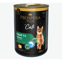 Konservi kaķiem – Prospera Plus Cat Meat Paté Adult 1+, Salmon with Whitefish, 395 g