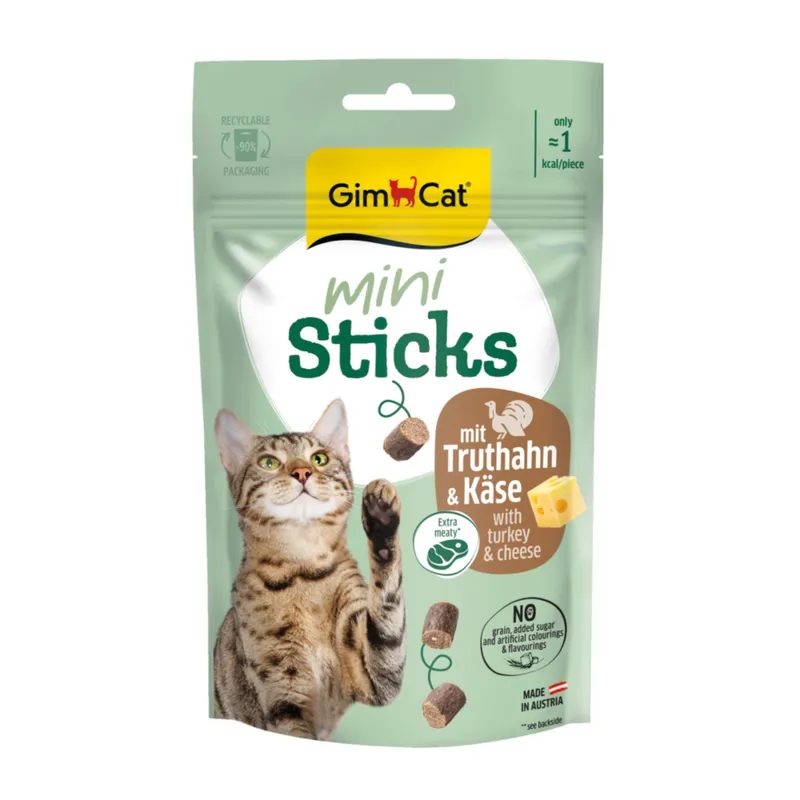 Лакомство для кошек - GimCat Mini Sticks With Turkey & Cheese 50 g
