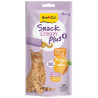 Gardumi kaķiem - GimCat SNACK CREAM + CHICKEN & CARROT (STERILISED) 6x15g
