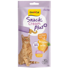 Gardumi kaķiem - GimCat SNACK CREAM + CHICKEN & CARROT (STERILISED) 6x15g