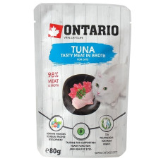 Konservēta barība kaķiem : Ontario Pouch Tuna in Broth, 80 g