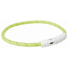TRX 13 Flash light ring USB, M–L: 45 cm/ø 7 mm, green, Kaklasiksna suņiem ar USB, M-L 45 c