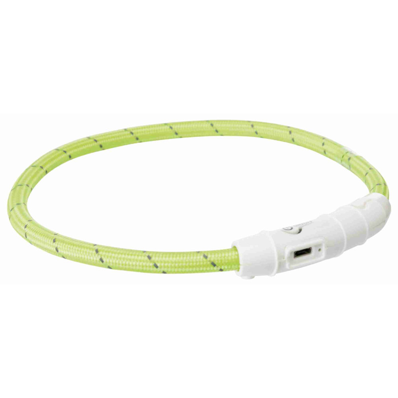 Atstarojoša kaklasiksna suņiem – Trixie Flash light ring USB, M–L: 45 cm/ø 7 mm, green