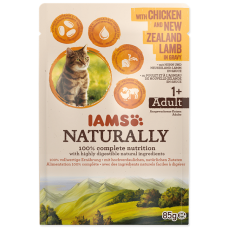Konservēta barība kaķiem : IAMS CAT Naturally Adult Chicken&Lamb in gravy 85gr.