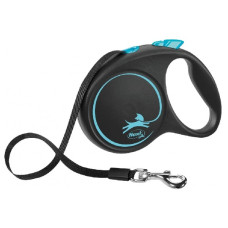 Inerces pavada suņiem - Trixie Flexi BLACK DESIGN, tape leash, M: 5 m, blue