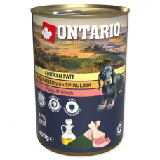 Konservi kucēniem : Ontario Dog Puppy Chicken Pate, Spirulina, Salmon oil 400g