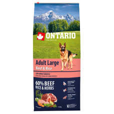 Корм для собак - Ontario Dog Adult Large Beef, Rice and Turkey, 12kg