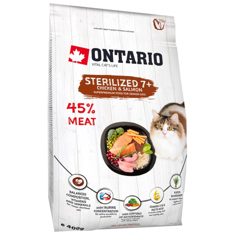 Sausā barība kaķiem - Ontario Cat Sterilised 7+. 400 gr