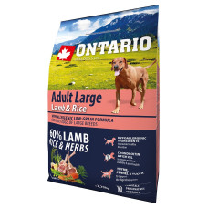 Корм для собак – Ontario Dog Adult Large Lamb, Rice and Turkey, 2.25kg
