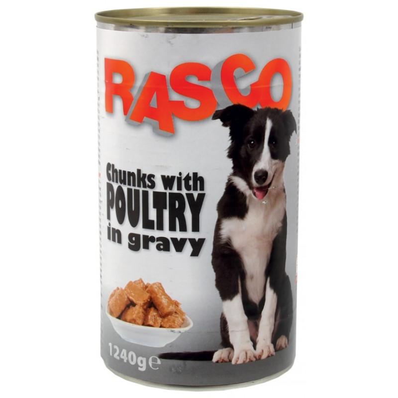 Konservi suņiem : Rasco Dog Can poultry pieces in sauce 1240g
