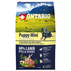 Sausā barība kucēniem – Ontario Dog Puppy Mini Lamb and Rice, 6.5 kg