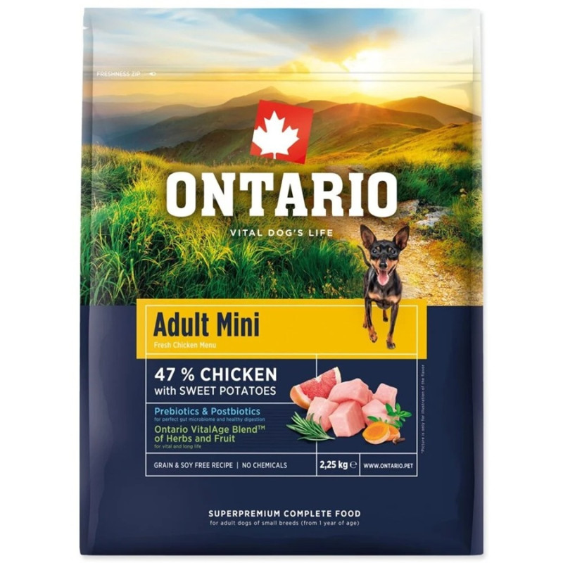 Sausa barība suņiem - Ontario Adult Mini Chicken & Sweet Potatoes 2.25 kg