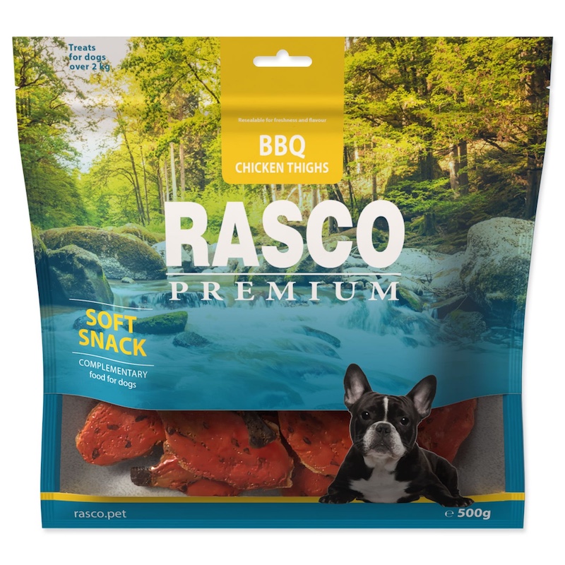 Gardums suņiem – Rasco Premium, Soft Snack, BBQ Chicken Thighs, 500 gr