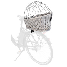 Grozs suņu pārvadāšanai : Trixie Bicycle basket with lattice for rack, willow/metal, 35 × 49 × 55 cm, grey.