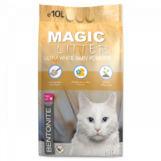 Smiltis kaķu tualetēm : MAGIC LITTER Bentonite Ultra White Baby Powder, 10 L.