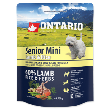 Корм для собак – Ontario Dog Senior Mini Lamb and Rice, 0.75kg