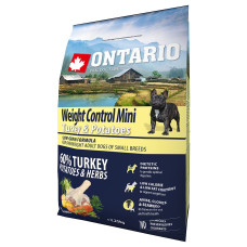 Sausa barība suņiem - Ontario Dog Mini Weight Control Turkey & Potatoes, 2,25 kg