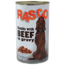 Konservi suņiem : Rasco Dog Can beef pieces in sauce 1240g