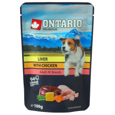 Konservi suņiem : Ontario Dog Liver with Chicken in Broth, 100g