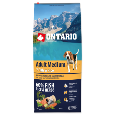 Корм для собак - Ontario Dog Adult Medium Fish and Rice, 12kg