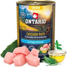 Konservi kucēniem - Ontario Puppy chicken pate with spirulina flavor 400g