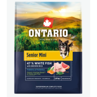 Barība suņiem – Ontario Senior Mini, Fish and Brown Rice, 2,25 kg