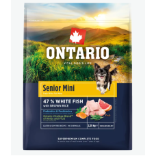 Barība suņiem – Ontario Senior Mini, Fish and Brown Rice, 2,25 kg