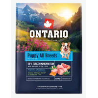 Barība kucēniem – Ontario Puppy and Junior All Breeds, Monoprotein, Turkey and Sweet Potatoes, 2,25 kg