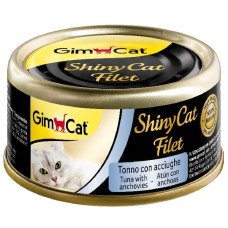 Konservēta barība kaķiem : GimCat ShinyCat Filet Tuna and Anchovies, 70 g