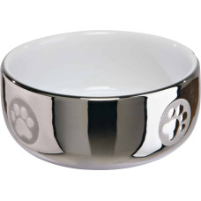 Bļoda dzīvniekiem, keramika : Trixie Cat bowl, ceramic, 0.3 l/ø 11 cm, silver/white