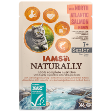 Konservēta barība kaķiem : IAMS CAT Naturally Senior Salmon in gravy 85gr.