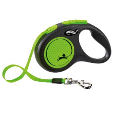 Inerces pavada suņiem - Trixie Flexi New NEON, tape leash, S: 5 m, neon green