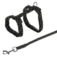 Krūšu siksna un pavada kaķiem - Trixie Cat Harness with Lead, 27-45cm/10mm, Lead 1.30m